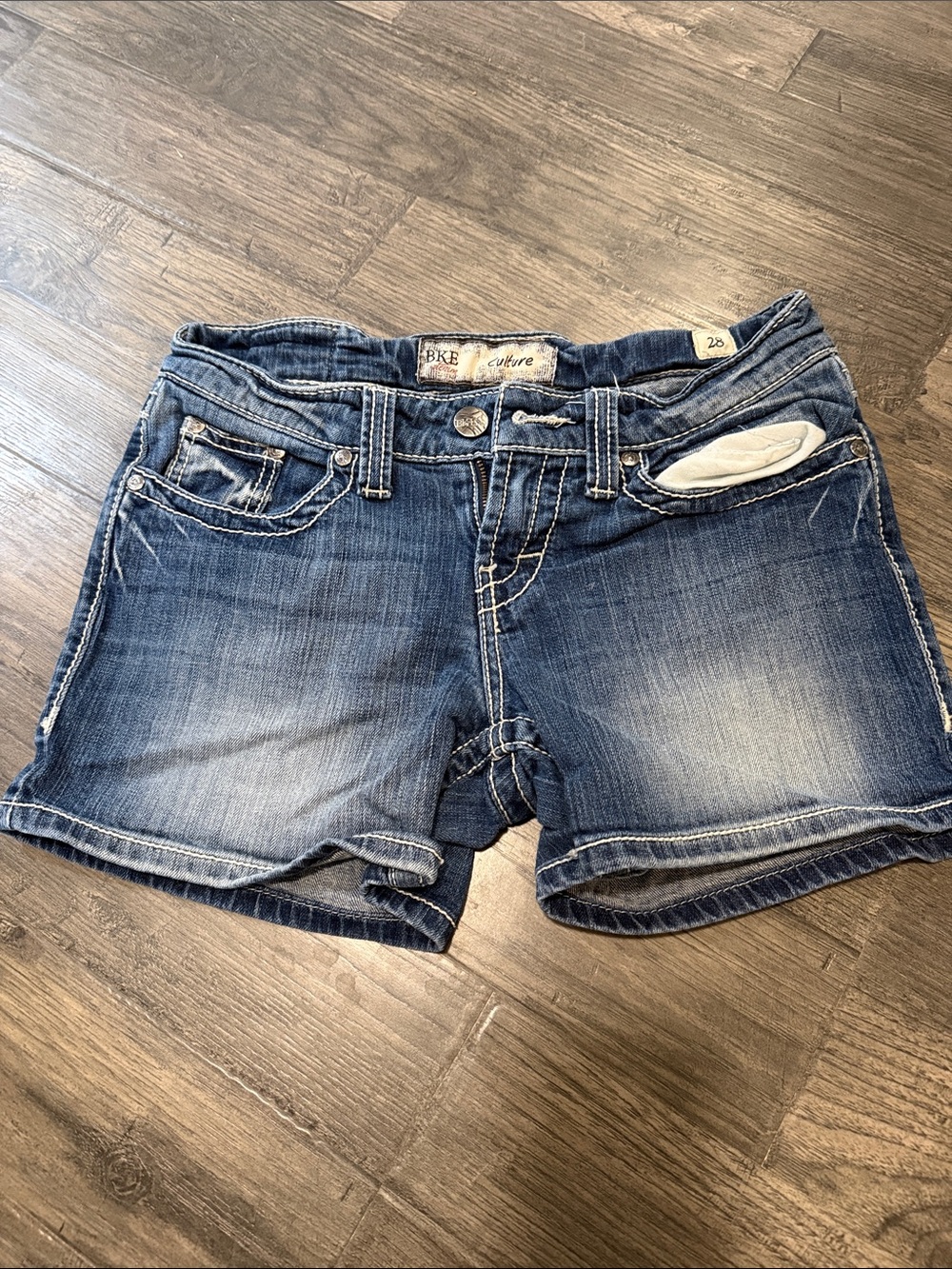 BKE Women's Medium Blue Distressed Denim Shorts